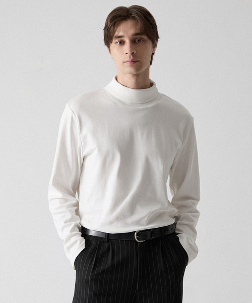 CLEL(クレイル)の「【CLEL】Giza Cotton Turtleneck T-Shirt / ギザコットン タートルネックTシャツ(ロンT/吸水速乾)(Tシャツ/カットソー・メンズ・ホワイト/ワインレッド/ブラック・S/XS/L/M)」の20枚目の写真