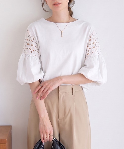 GROWING RICH(グローウィングリッチ)の「刺繍レーススリーブプルオーバー(Tシャツ/カットソー・レディース・オフホワイト/ブラウン/ブラック/チャコールグレー・M/L)」の21枚目の写真