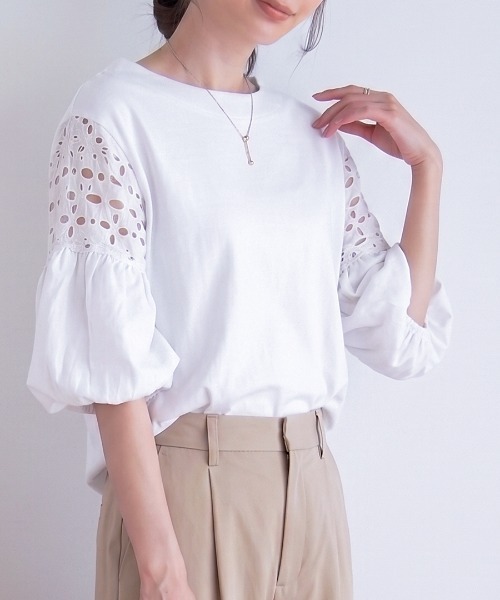 GROWING RICH(グローウィングリッチ)の「刺繍レーススリーブプルオーバー(Tシャツ/カットソー・レディース・オフホワイト/ブラウン/ブラック/チャコールグレー・M/L)」の22枚目の写真