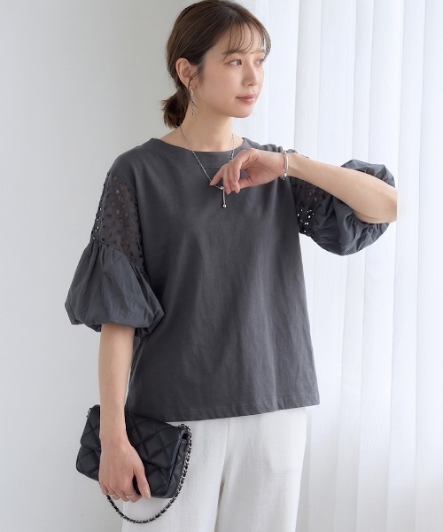 GROWING RICH(グローウィングリッチ)の「刺繍レーススリーブプルオーバー(Tシャツ/カットソー・レディース・オフホワイト/ブラウン/ブラック/チャコールグレー・M/L)」の18枚目の写真
