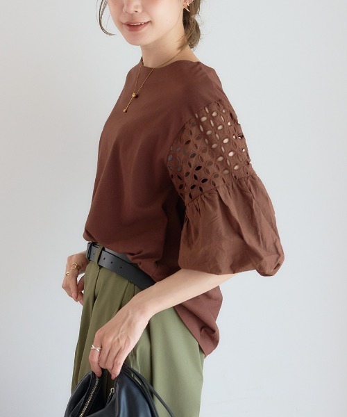 GROWING RICH(グローウィングリッチ)の「刺繍レーススリーブプルオーバー(Tシャツ/カットソー・レディース・オフホワイト/ブラウン/ブラック/チャコールグレー・M/L)」の12枚目の写真