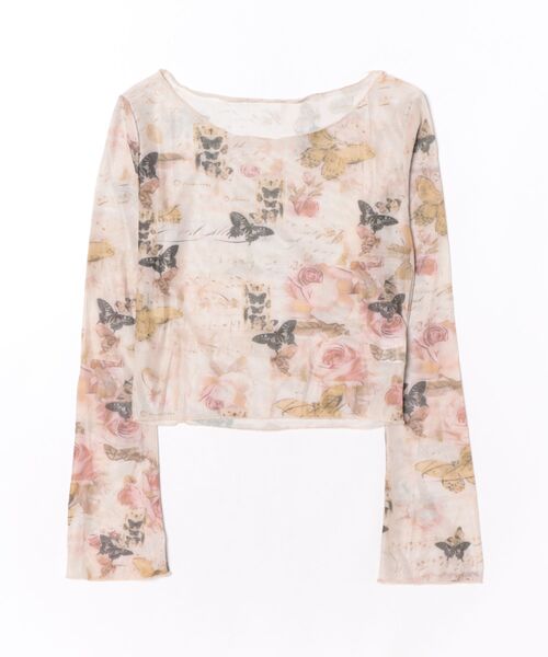 IMARI(イマリ)の「【 IMARI / イマリ 】 クロップド シアー ロングスリーブ トップス(Tシャツ/カットソー・レディース・ピンク/アイボリー・FREE)」の5枚目の写真