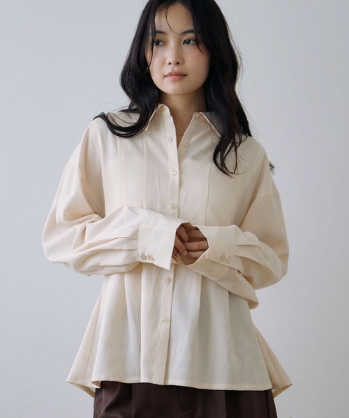 archives(アルシーヴ)の「【ONかわ】ストライプタックシャツ(シャツ/ブラウス・レディース・ベージュ/モカ/ブルー・MEDIUM)」の21枚目の写真