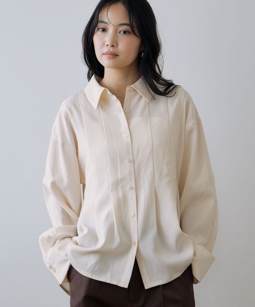 archives(アルシーヴ)の「【ONかわ】ストライプタックシャツ(シャツ/ブラウス・レディース・ベージュ/モカ/ブルー・MEDIUM)」の19枚目の写真