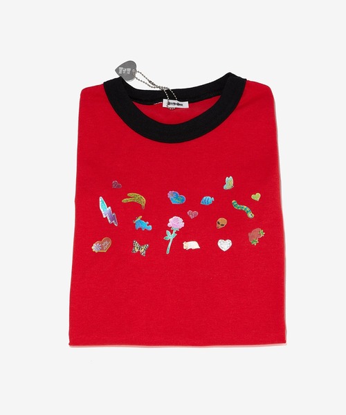 HEY!MrsROSE(ヘイミセスローズ)の「HEY! Mrs ROSE(ヘイ!ミセスローズ)シールプリントリンガーT(Tシャツ/カットソー・レディース・レッド/ブルー/グリーン/ブラック・FREE)」の21枚目の写真