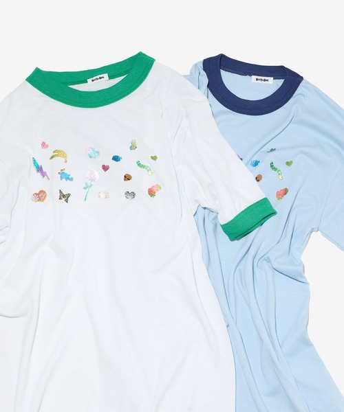 HEY!MrsROSE(ヘイミセスローズ)の「HEY! Mrs ROSE(ヘイ!ミセスローズ)シールプリントリンガーT(Tシャツ/カットソー・レディース・レッド/ブルー/グリーン/ブラック・FREE)」の16枚目の写真