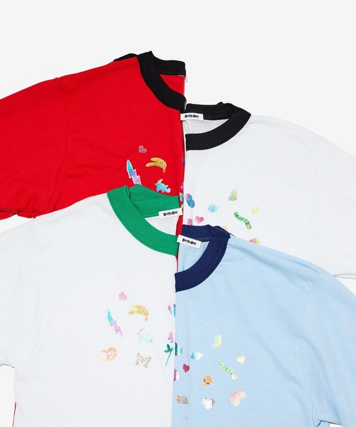 HEY!MrsROSE(ヘイミセスローズ)の「HEY! Mrs ROSE(ヘイ!ミセスローズ)シールプリントリンガーT(Tシャツ/カットソー・レディース・レッド/ブルー/グリーン/ブラック・FREE)」の17枚目の写真