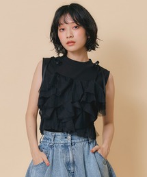 ショルダーリボンビスチェ×ノースリーブニット