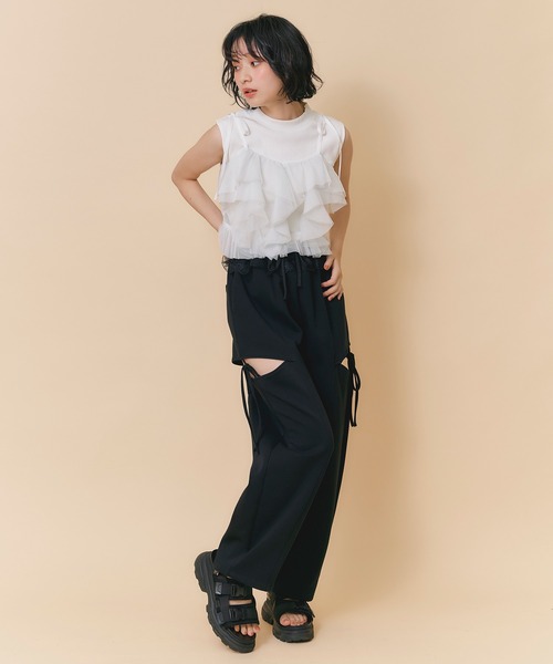 REDYAZEL(レディアゼル)の「ショルダーリボンビスチェ×ノースリーブニット(ニット/セーター・レディース・ブラック/ミント/ピンク/ホワイト・FREE)」の19枚目の写真