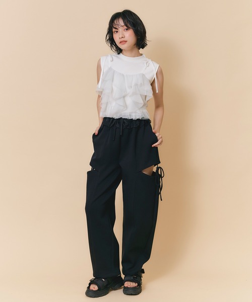 REDYAZEL(レディアゼル)の「ショルダーリボンビスチェ×ノースリーブニット(ニット/セーター・レディース・ブラック/ミント/ピンク/ホワイト・FREE)」の20枚目の写真