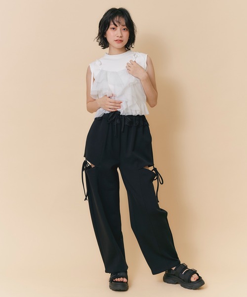 REDYAZEL(レディアゼル)の「ショルダーリボンビスチェ×ノースリーブニット(ニット/セーター・レディース・ブラック/ミント/ピンク/ホワイト・FREE)」の22枚目の写真