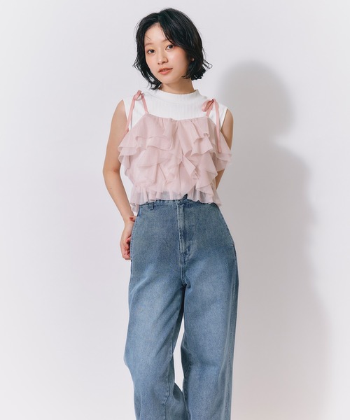 REDYAZEL(レディアゼル)の「ショルダーリボンビスチェ×ノースリーブニット(ニット/セーター・レディース・ブラック/ミント/ピンク/ホワイト・FREE)」の13枚目の写真