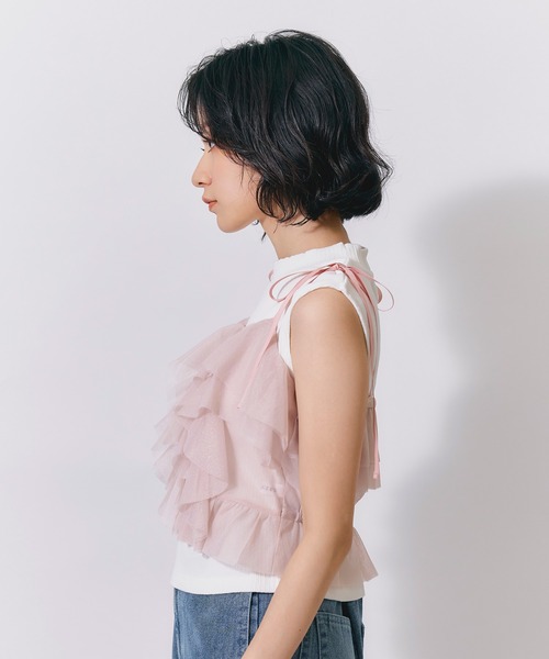 REDYAZEL(レディアゼル)の「ショルダーリボンビスチェ×ノースリーブニット(ニット/セーター・レディース・ブラック/ミント/ピンク/ホワイト・FREE)」の17枚目の写真