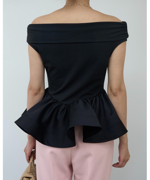 BIRTHDAY BASH（バースデイバッシュ）の「OFF SHOULDER DOCKING TOPS（オフショルダードッキングトップス）（Tシャツ/カットソー・レディース・ホワイト/ブラック・FREE）」の16枚目の写真