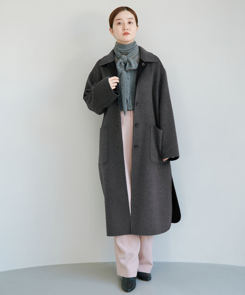 IENA（イエナ）の「Super160 リバーシブルステンコート（ステンカラーコート・レディース・ブラック/ベージュ/ネイビー・38/36）」の5枚目の写真