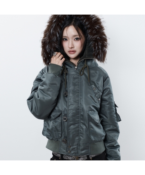 LUVISTRUE(ラヴイズトゥルー)の「RL FUR TRIM PATCH BOMBER JACKET(KHAKI)(ブルゾン・レディース・その他・FREE)」の1枚目の写真