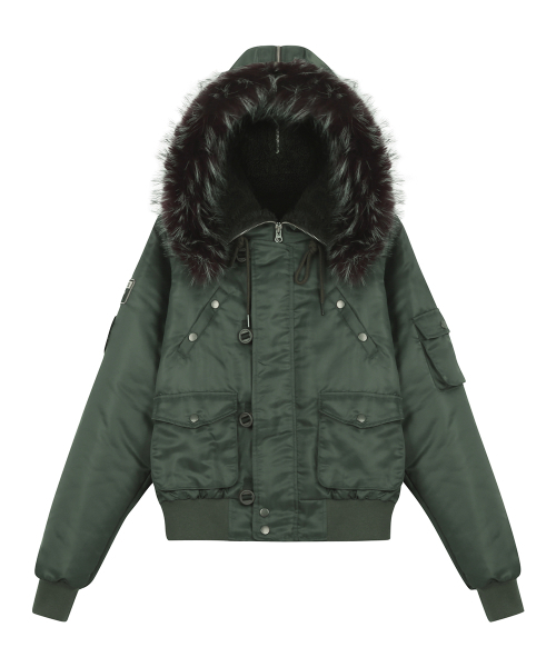 LUVISTRUE(ラヴイズトゥルー)の「RL FUR TRIM PATCH BOMBER JACKET(KHAKI)(ブルゾン・レディース・その他・FREE)」の2枚目の写真