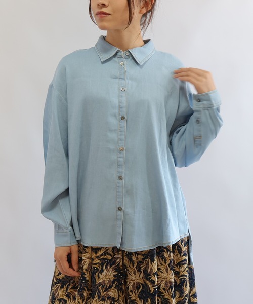 etre relie(エトレリー)の「シアーデニムボウタイブラウス(シャツ/ブラウス・レディース・ブルー系その他4/インディゴブルー・MEDIUM)」の1枚目の写真