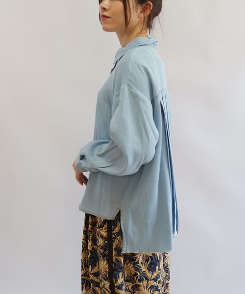 etre relie(エトレリー)の「シアーデニムボウタイブラウス(シャツ/ブラウス・レディース・ブルー系その他4/インディゴブルー・MEDIUM)」の7枚目の写真