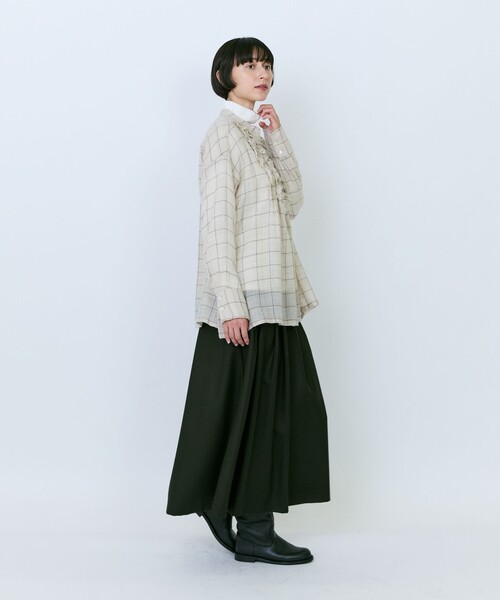 LOISIR(ロワズィール)の「ウールガーゼ断ち切りフリルブラウス(シャツ/ブラウス・レディース・ブラウン/ベージュ・FREE)」の5枚目の写真