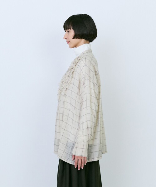 LOISIR(ロワズィール)の「ウールガーゼ断ち切りフリルブラウス(シャツ/ブラウス・レディース・ブラウン/ベージュ・FREE)」の12枚目の写真