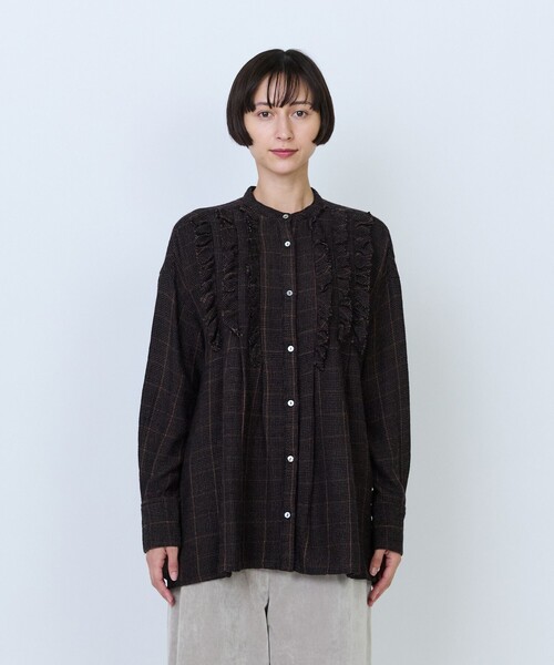 LOISIR(ロワズィール)の「ウールガーゼ断ち切りフリルブラウス(シャツ/ブラウス・レディース・ブラウン/ベージュ・FREE)」の14枚目の写真
