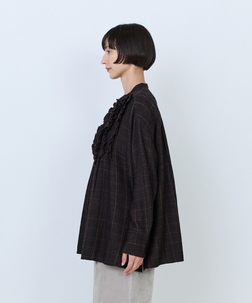 LOISIR(ロワズィール)の「ウールガーゼ断ち切りフリルブラウス(シャツ/ブラウス・レディース・ブラウン/ベージュ・FREE)」の15枚目の写真