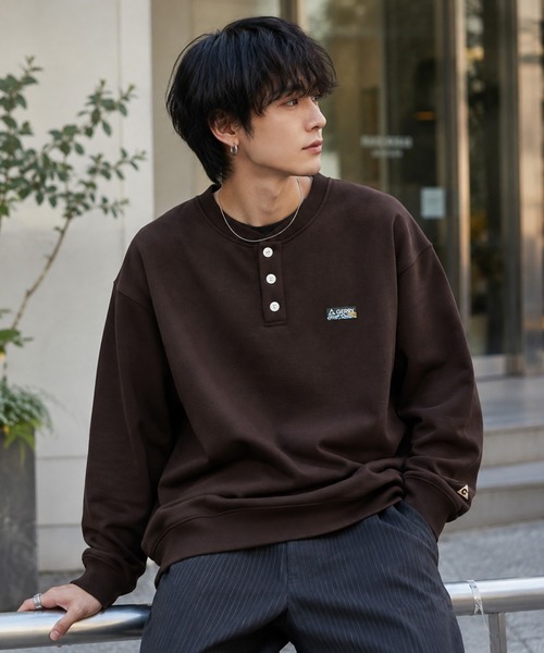 GERRY(ジェリー)の「【web別注】GERRY ジェリー メンズ裏起毛スウェット ヘンリネック 前開き(スウェット・メンズ・グレー/アッシュグレー/ブラック/ブラウン・LL/L/M)」の4枚目の写真