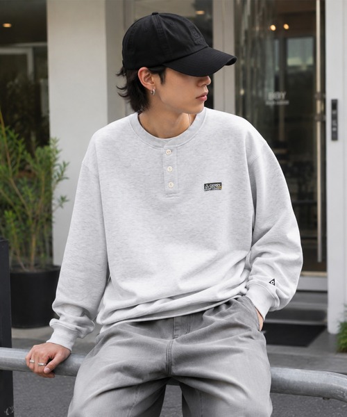 GERRY(ジェリー)の「【web別注】GERRY ジェリー メンズ裏起毛スウェット ヘンリネック 前開き(スウェット・メンズ・グレー/アッシュグレー/ブラック/ブラウン・LL/L/M)」の2枚目の写真