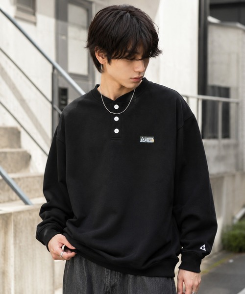 GERRY(ジェリー)の「【web別注】GERRY ジェリー メンズ裏起毛スウェット ヘンリネック 前開き(スウェット・メンズ・グレー/アッシュグレー/ブラック/ブラウン・LL/L/M)」の1枚目の写真