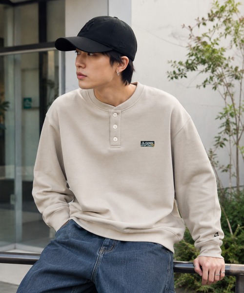 GERRY(ジェリー)の「【web別注】GERRY ジェリー メンズ裏起毛スウェット ヘンリネック 前開き(スウェット・メンズ・グレー/アッシュグレー/ブラック/ブラウン・LL/L/M)」の12枚目の写真
