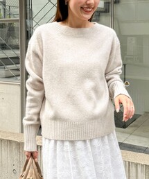 へアリーラメボートネックプルオーバー