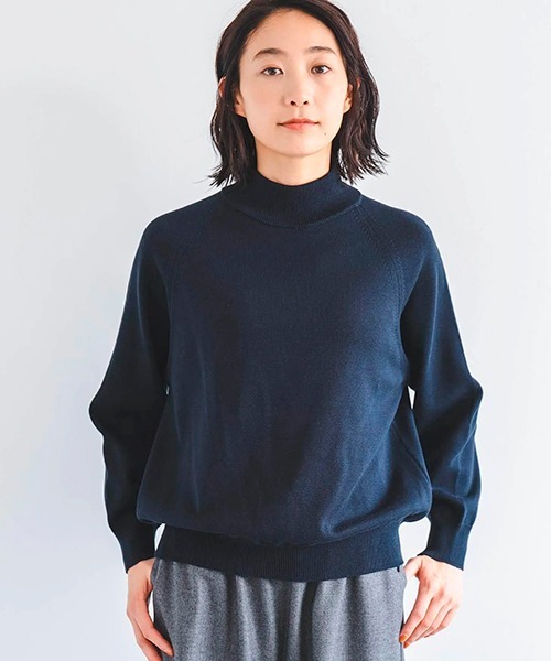 D(ディー)の「エルボーパッチセーター【コットン】(ニット/セーター・レディース・ネイビー・ONE SIZE)」の1枚目の写真
