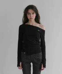 LACE LAYERED LONG SLEEVE T-SHIRT [BLACK]