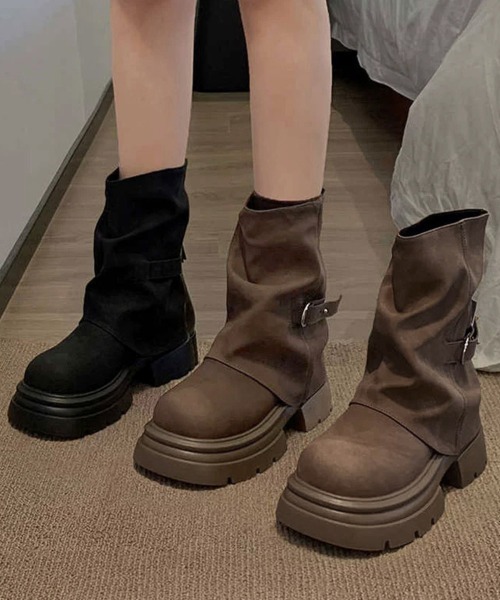 Miniministore(ミニミニストア)の「厚底ショートブーツレディースカバーブーツ(ブーツ・レディース・ブラウン/ブラック・24.5cm/24.0cm/23.5cm/23.0cm/22.5cm)」の21枚目の写真