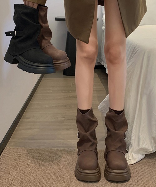 Miniministore(ミニミニストア)の「厚底ショートブーツレディースカバーブーツ(ブーツ・レディース・ブラウン/ブラック・24.5cm/24.0cm/23.5cm/23.0cm/22.5cm)」の6枚目の写真