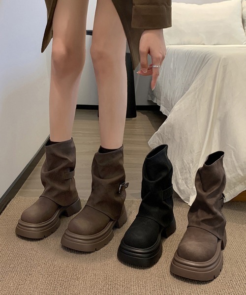 Miniministore(ミニミニストア)の「厚底ショートブーツレディースカバーブーツ(ブーツ・レディース・ブラウン/ブラック・24.5cm/24.0cm/23.5cm/23.0cm/22.5cm)」の9枚目の写真