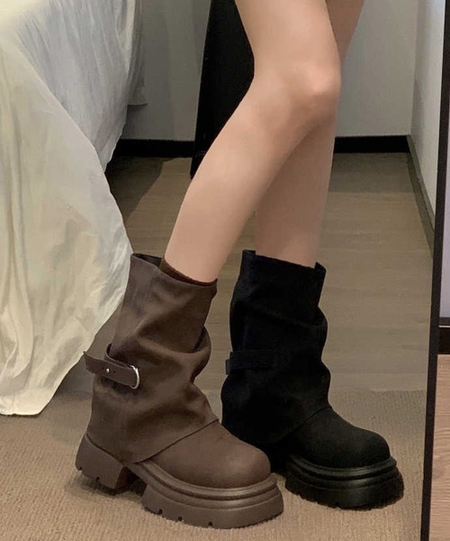 Miniministore(ミニミニストア)の「厚底ショートブーツレディースカバーブーツ(ブーツ・レディース・ブラウン/ブラック・24.5cm/24.0cm/23.5cm/23.0cm/22.5cm)」の10枚目の写真