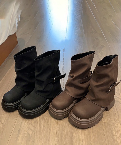 Miniministore(ミニミニストア)の「厚底ショートブーツレディースカバーブーツ(ブーツ・レディース・ブラウン/ブラック・24.5cm/24.0cm/23.5cm/23.0cm/22.5cm)」の14枚目の写真