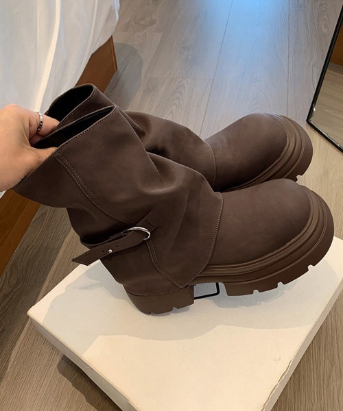 Miniministore(ミニミニストア)の「厚底ショートブーツレディースカバーブーツ(ブーツ・レディース・ブラウン/ブラック・24.5cm/24.0cm/23.5cm/23.0cm/22.5cm)」の18枚目の写真