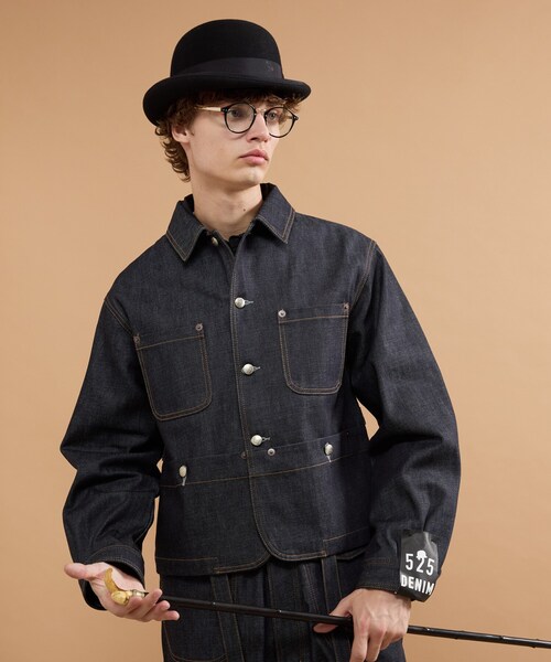 40ct&525(フォーティーカラッツアンドゴーニーゴ)の「【525DENIM】14ozデニム カバーオール(デニムジャケット・メンズ・ブルー系その他/ネイビー・02/03/04)」の2枚目の写真
