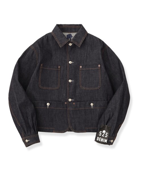40ct&525(フォーティーカラッツアンドゴーニーゴ)の「【525DENIM】14ozデニム カバーオール(デニムジャケット・メンズ・ブルー系その他/ネイビー・02/03/04)」の3枚目の写真