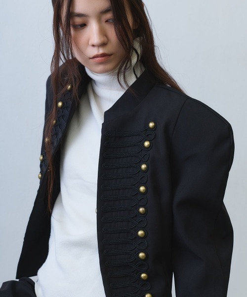 Clum（クルム）の「power shoulder braid napoleon jacket / パワーショルダーブレードナポレオンジャケット（ミリタリージャケット・レディース・ブラック・SMALL/MEDIUM/LARGE）」の12枚目の写真