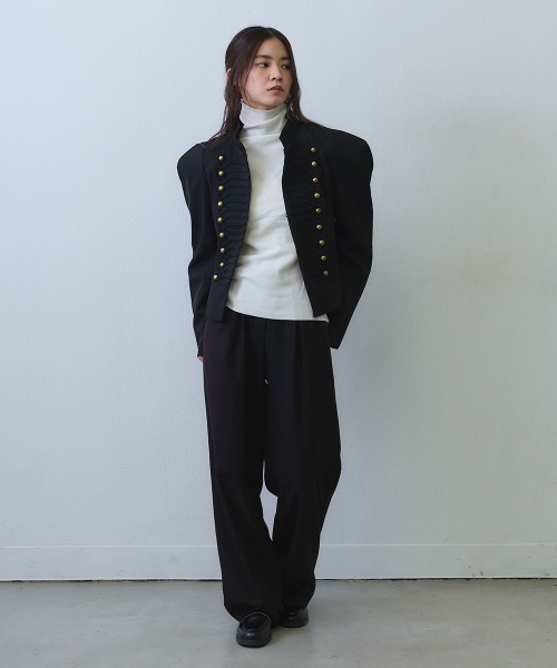 Clum（クルム）の「power shoulder braid napoleon jacket / パワーショルダーブレードナポレオンジャケット（ミリタリージャケット・レディース・ブラック・SMALL/MEDIUM/LARGE）」の15枚目の写真