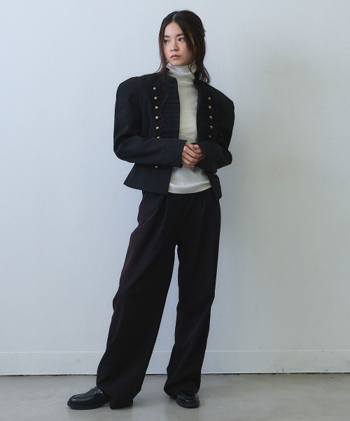 Clum（クルム）の「power shoulder braid napoleon jacket / パワーショルダーブレードナポレオンジャケット（ミリタリージャケット・レディース・ブラック・SMALL/MEDIUM/LARGE）」の16枚目の写真
