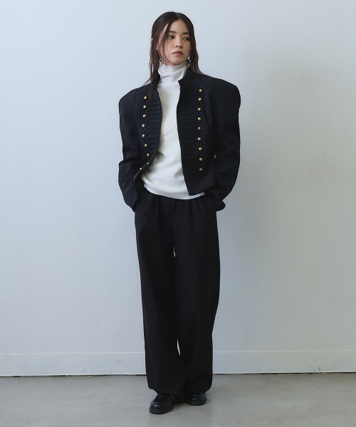 Clum（クルム）の「power shoulder braid napoleon jacket / パワーショルダーブレードナポレオンジャケット（ミリタリージャケット・レディース・ブラック・SMALL/MEDIUM/LARGE）」の7枚目の写真