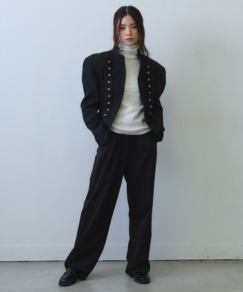 Clum（クルム）の「power shoulder braid napoleon jacket / パワーショルダーブレードナポレオンジャケット（ミリタリージャケット・レディース・ブラック・SMALL/MEDIUM/LARGE）」の8枚目の写真