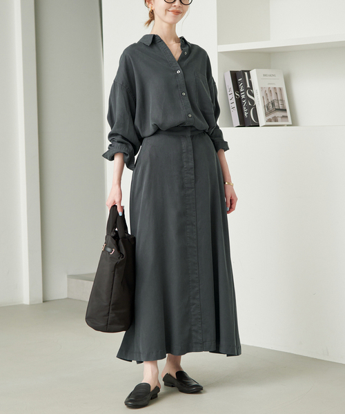 SLOBE IENA(スローブイエナ)の「《シリーズあり/セットアップ可/追加》製品染めシャツ(シャツ/ブラウス・レディース・グレー/ブラウン・FREE)」の9枚目の写真