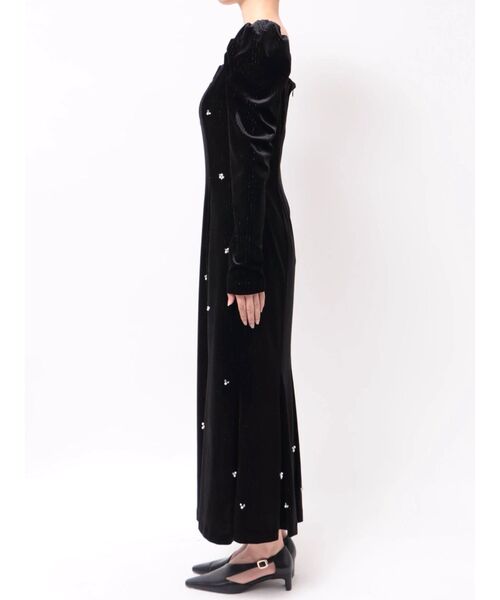 LAGUNAMOON(ラグナムーン)の「LADYストライプベロアビジューワンピース(ワンピース・レディース・ブラウン/ブラック・MEDIUM/SMALL)」の4枚目の写真