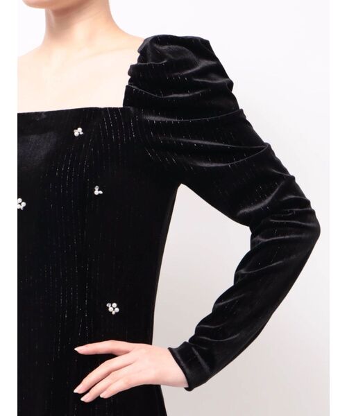 LAGUNAMOON(ラグナムーン)の「LADYストライプベロアビジューワンピース(ワンピース・レディース・ブラウン/ブラック・MEDIUM/SMALL)」の7枚目の写真